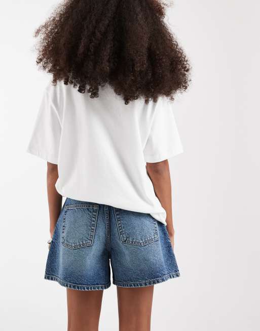 ASOS DESIGN denim longer a line short in vintage blue, 5 of 5