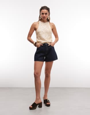 ASOS DESIGN denim longer a line shorts in rinse