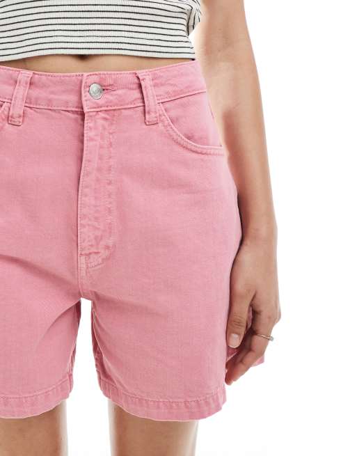 ASOS DESIGN denim longline A line short in pink, 3 of 5