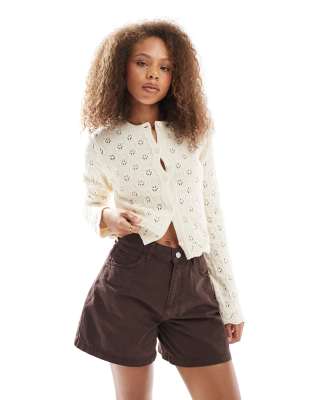 Asos Design Denim Longline A Line Shorts In Brown