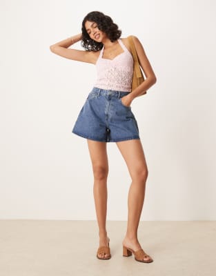 Asos Design Denim Longline A Line Shorts