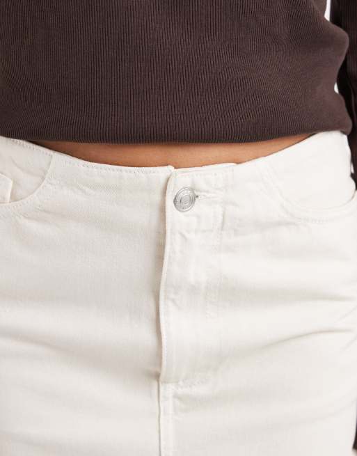 ASOS DESIGN denim low rise mini skirt in off white, 3 of 5