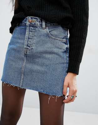 low rise denim skirt