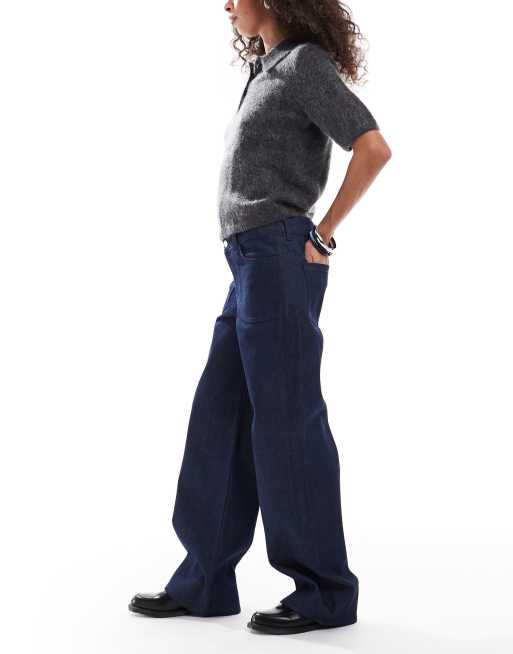 ASOS DESIGN denim low waist cargo jeans in inky wash