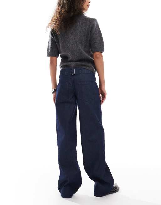 ASOS DESIGN denim low waist cargo jeans in inky wash