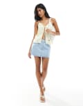 [ASOS DESIGN] ASOS DESIGN denim micro mini skirt in bleach-Blue 14 Bleach