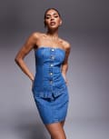 [ASOS DESIGN] ASOS DESIGN denim micro mini skirt with seams in blue (part of a set) 12 Blue