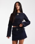 [ASOS DESIGN] ASOS DESIGN denim micro mini skirt with skinny belt in indigo-Blue 16 indigo
