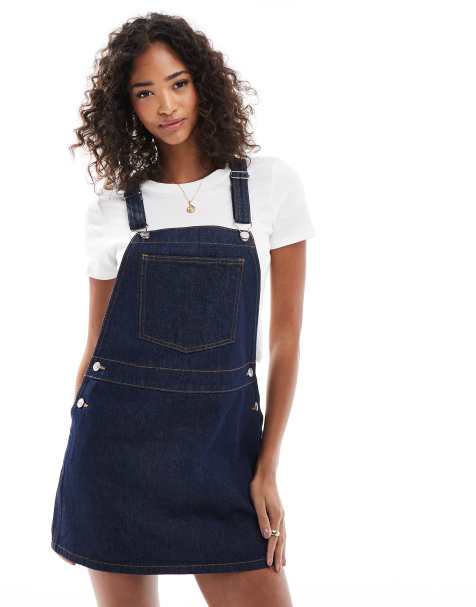 ASOS DESIGN - Denim micro tuinbroekjurk in gebleekte wassing - view 1
