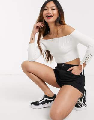 ASOS DESIGN denim mid rise mini shorts in black