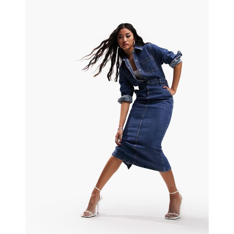 Denim midi dress outlet skirt