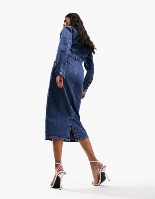 Asos denim store midi dress