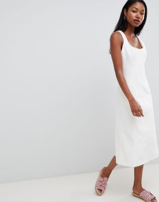 white denim midi dress