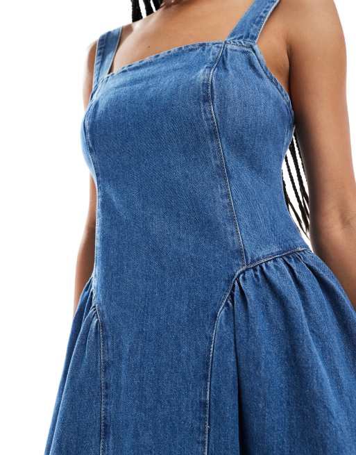 white christmas dresses Women's Weekend Denim Midi Dress with Tie Waist – Wash Lab – washlabshop main image 1
