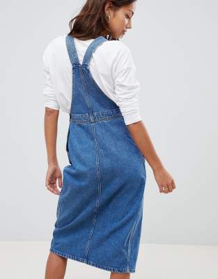 Denim Midi Dungaree Dress