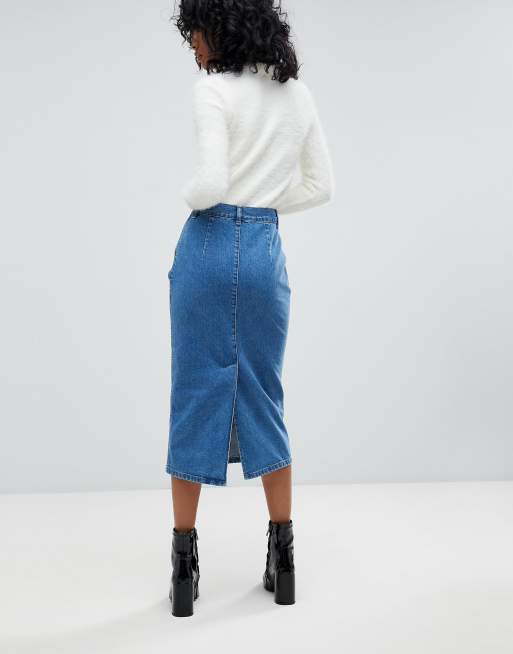 Asos denim 2025 midi skirt