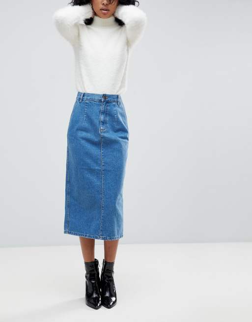 Asos midi shop denim skirt