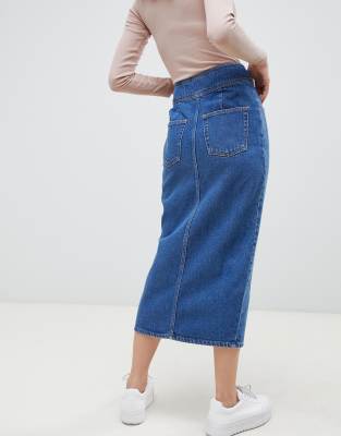 asos midi denim skirt