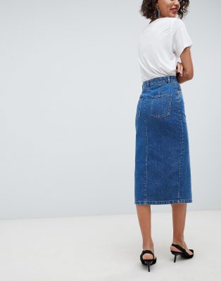 midi denim skirt with front split