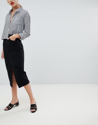 asos midi skirt black