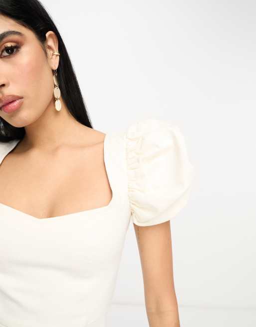 asos white denim dress ASOS LUXE embellished denim bandeau mini dress in white