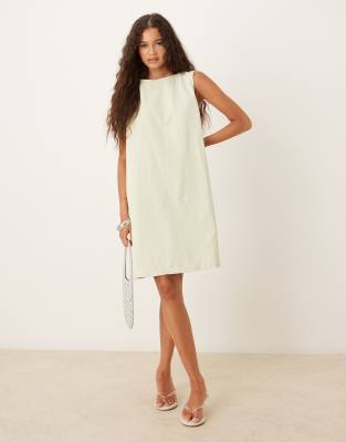 ASOS DESIGN - Denim mini hemdjurk in pistache - view 1