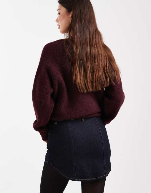 ASOS DESIGN - Denim mini rok met knoopsluiting en ronde zoom in rinse wash, 4 van 5