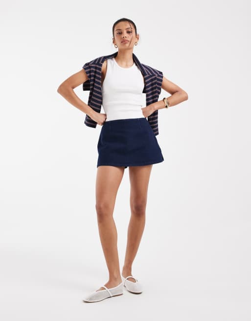 ASOS DESIGN - Denim mini rokje met rijke spoeling , 3 van 5