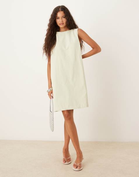ASOS DESIGN denim mini shift dress in pistachio - view 1