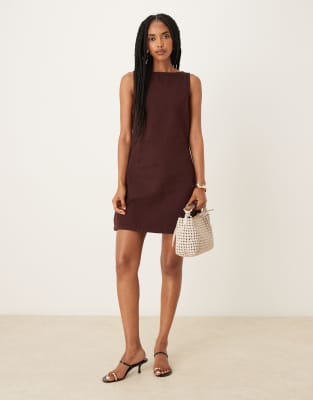 Asos Design Denim Mini Shift Dress In Black