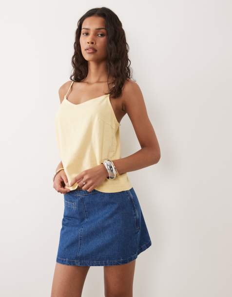 ASOS DESIGN denim mini skirt in clean wash blue - view 1