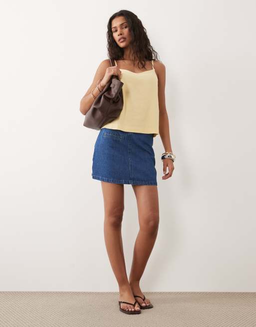 ASOS DESIGN denim mini skirt in clean wash blue, 2 of 5
