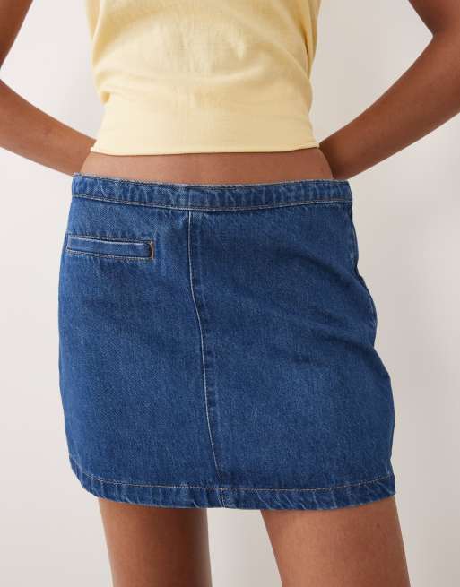 ASOS DESIGN denim mini skirt in clean wash blue, 4 of 5