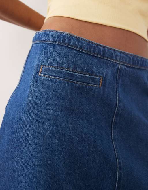 ASOS DESIGN denim mini skirt in clean wash blue, 5 of 5