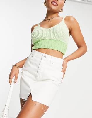 ASOS DESIGN denim mini skirt in white