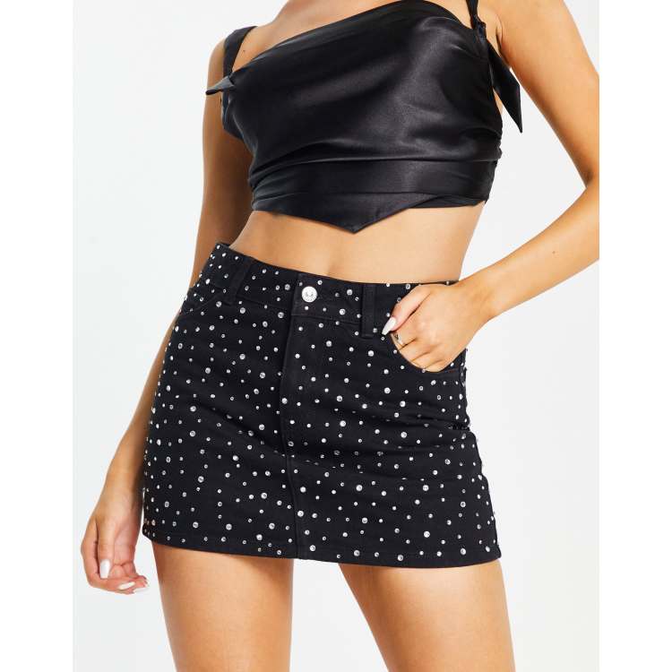 Topshop diamante sale denim skirt