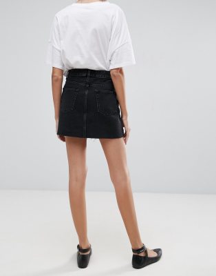 black jean mini skirt