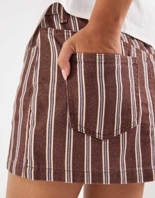 ASOS DESIGN – Denim-Minirock in Braun mit Streifen, 5 von 5