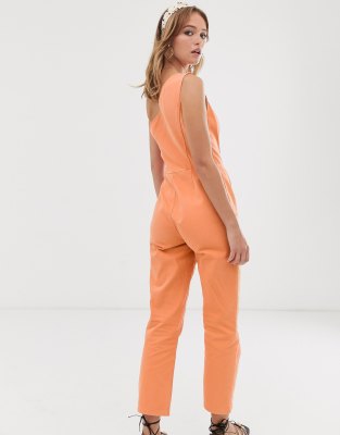 orange denim jumpsuit