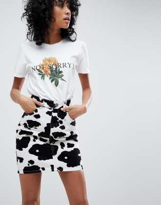 cow denim skirt