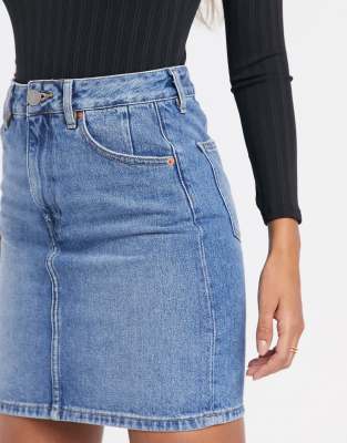 stone washed denim skirt