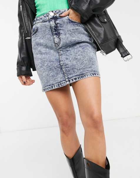 ASOS DESIGN – Denim Original – Jeansrock mit hohem, elastischem Taillenbund