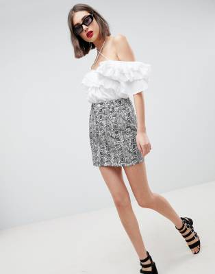 snake print jean skirt