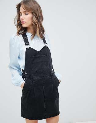 black jean overall dress