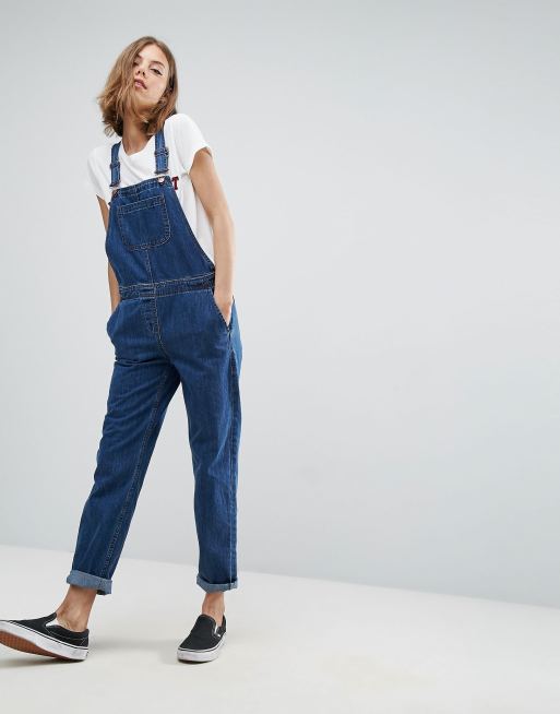 ASOS DESIGN denim overall in stonewash blue