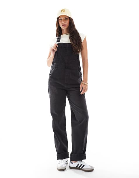 ASOS DESIGN denim overall in washed black - view 1