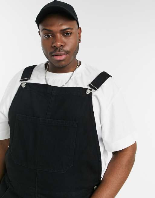 ASOS DESIGN ultimate twill wide leg dungaree in black