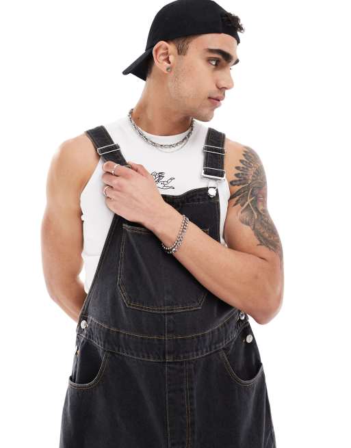 ASOS DESIGN denim overalls in black, 3 of 4