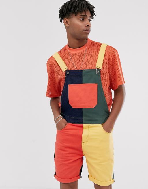 ASOS DESIGN denim overalls in color block ASOS