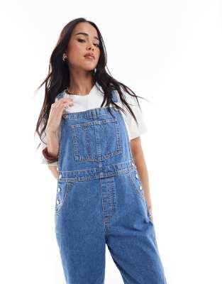 Asos Design Denim Overalls In Blue